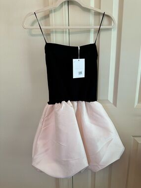 Endless Rose Black Bodice with Ivory Bubble Skirt Strapless Dress